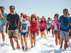 People-dressed-appropriately-for-a-foam-party-in-lightweight-clothing kiddies party