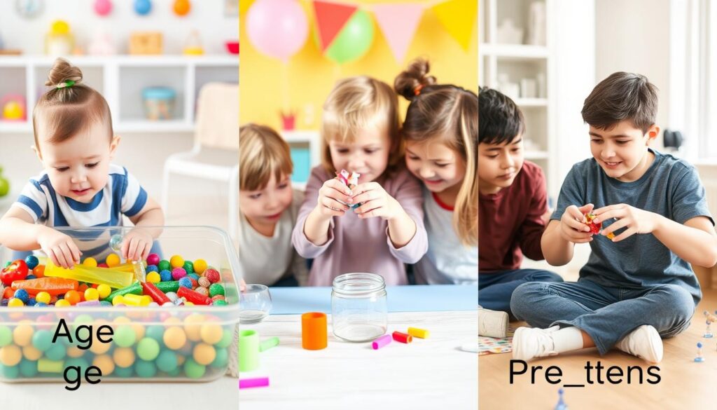 Children of different ages enjoying age-appropriate birthday party activities