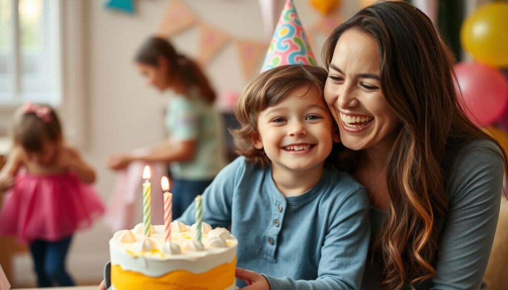 Parent and child enjoying a stress-free birthday party moment together